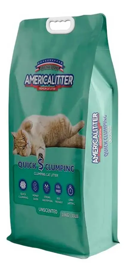 Saco verde de arena para gatos America Litter