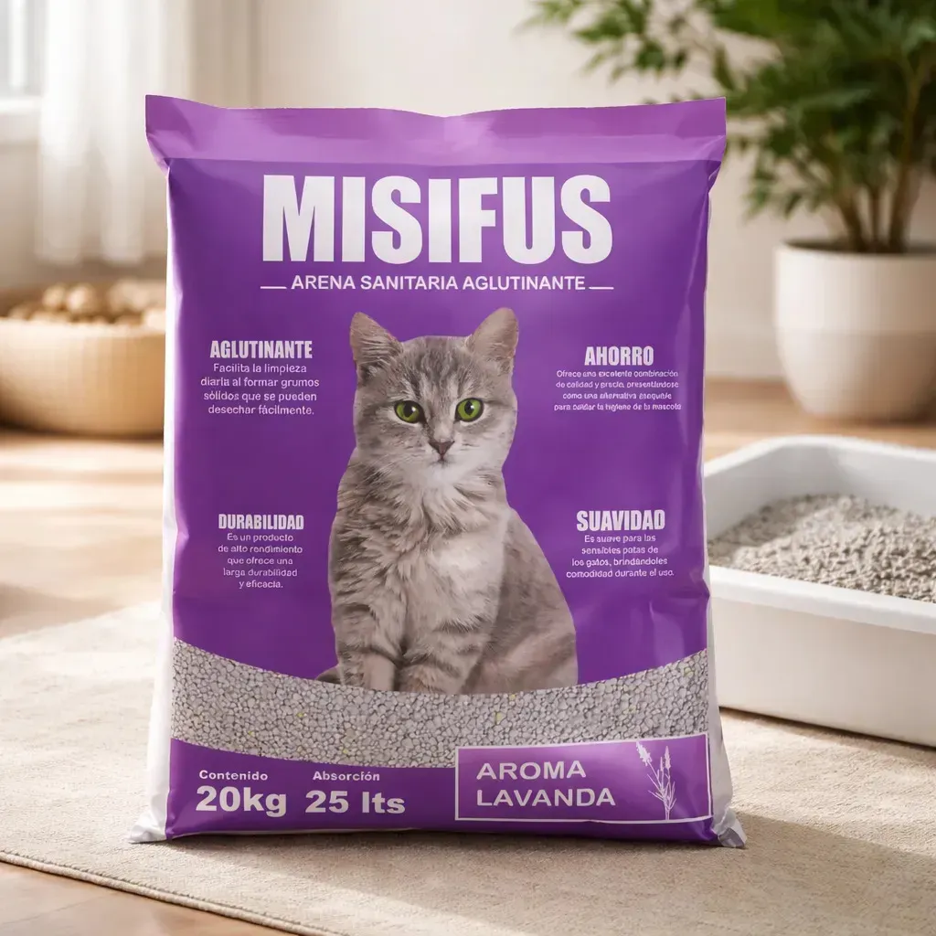 Saco morado de arena para gatos Misifus