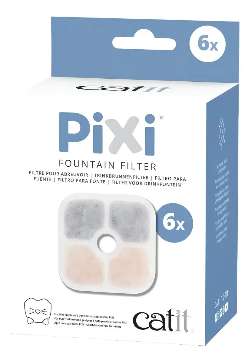 Caja de filtros Catit Pixi con un filtro cuadrado blanco